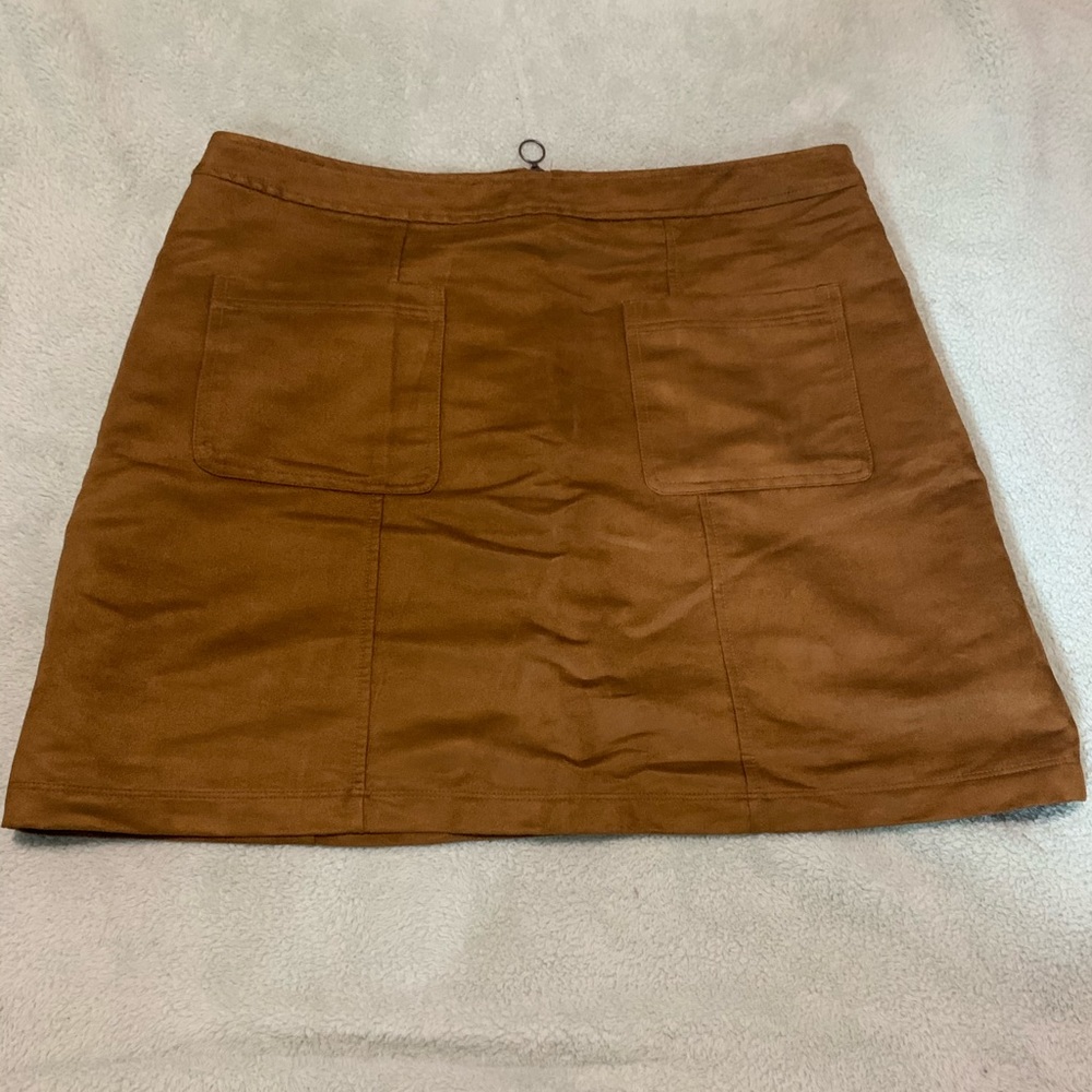 Brown suede mini skirt